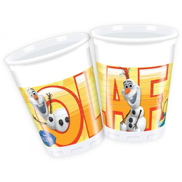 Drikkekrus i plast, Olaf fra Frozen 8 stk