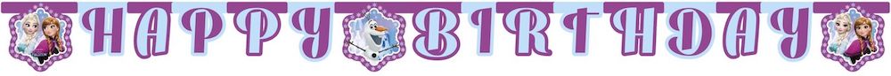 Banner i papp Frozen med Happy Birthday 2