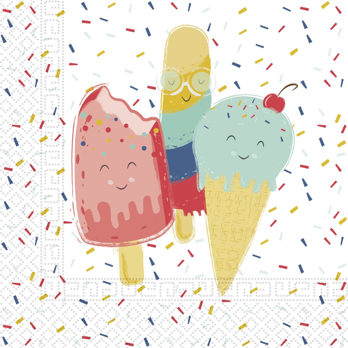 Papirservietter Happy Ice Cream 20 stk, 33x33cm