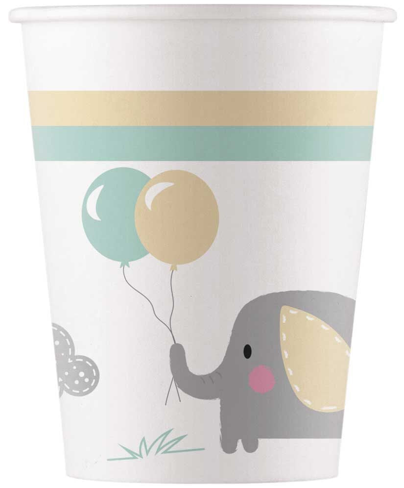 Drikkekrus i papp, Babyshower Elefant8 stk