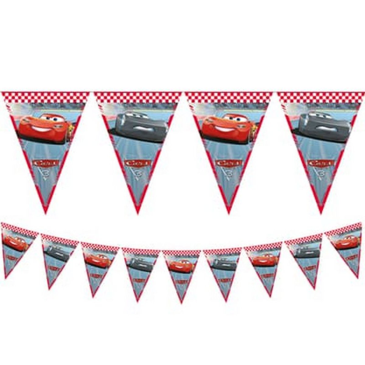 Flaggrekke Cars 3, i papir, 9 flagg