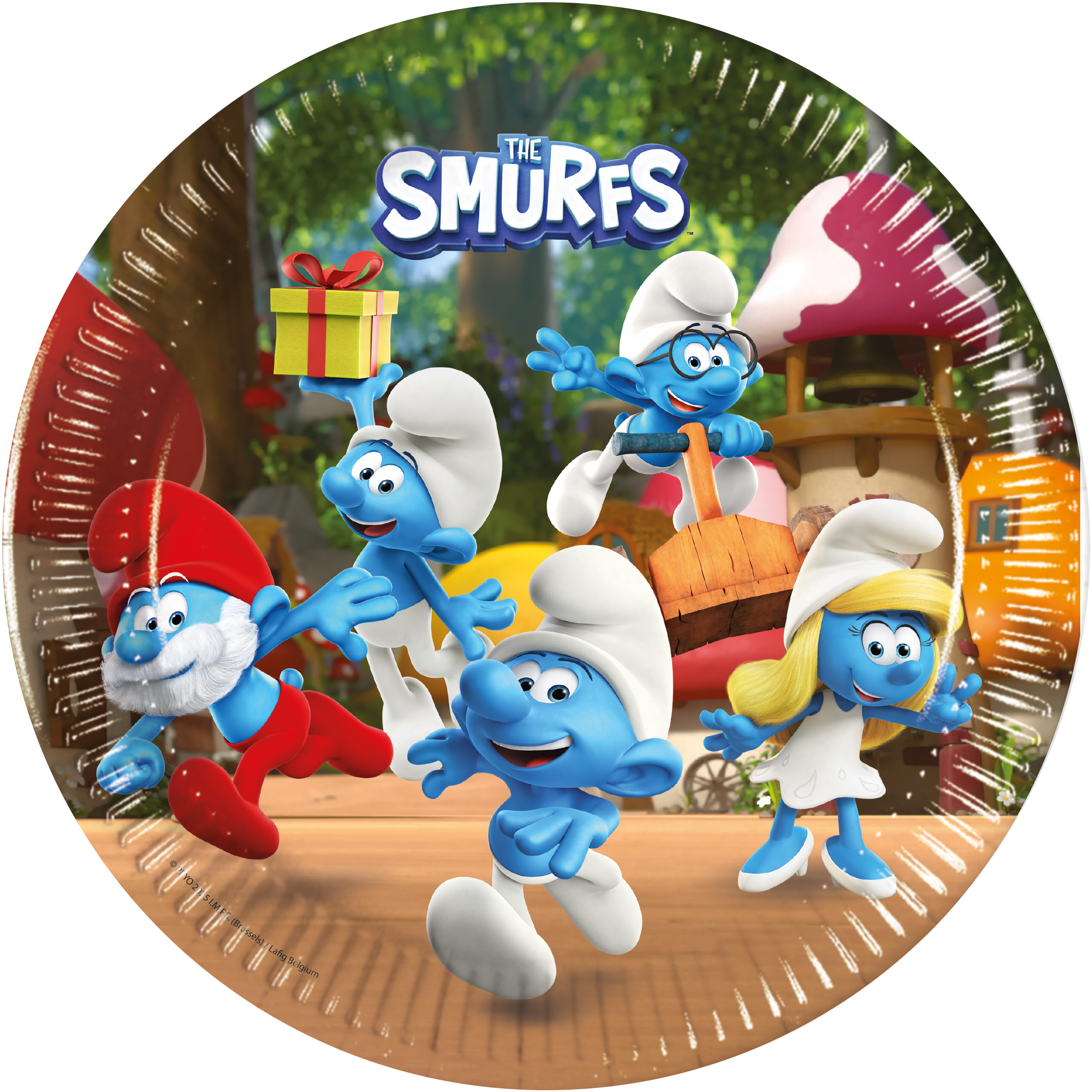 Papptallerken Smurfene 23cm, 8stk