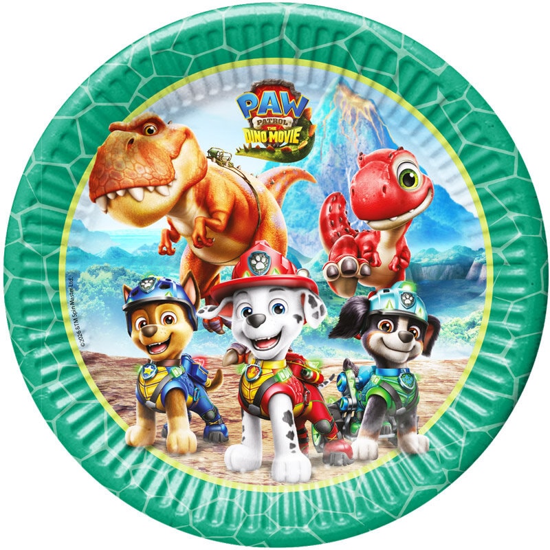 Papptallerken Paw Patrol Dino 23 cm, 8stk