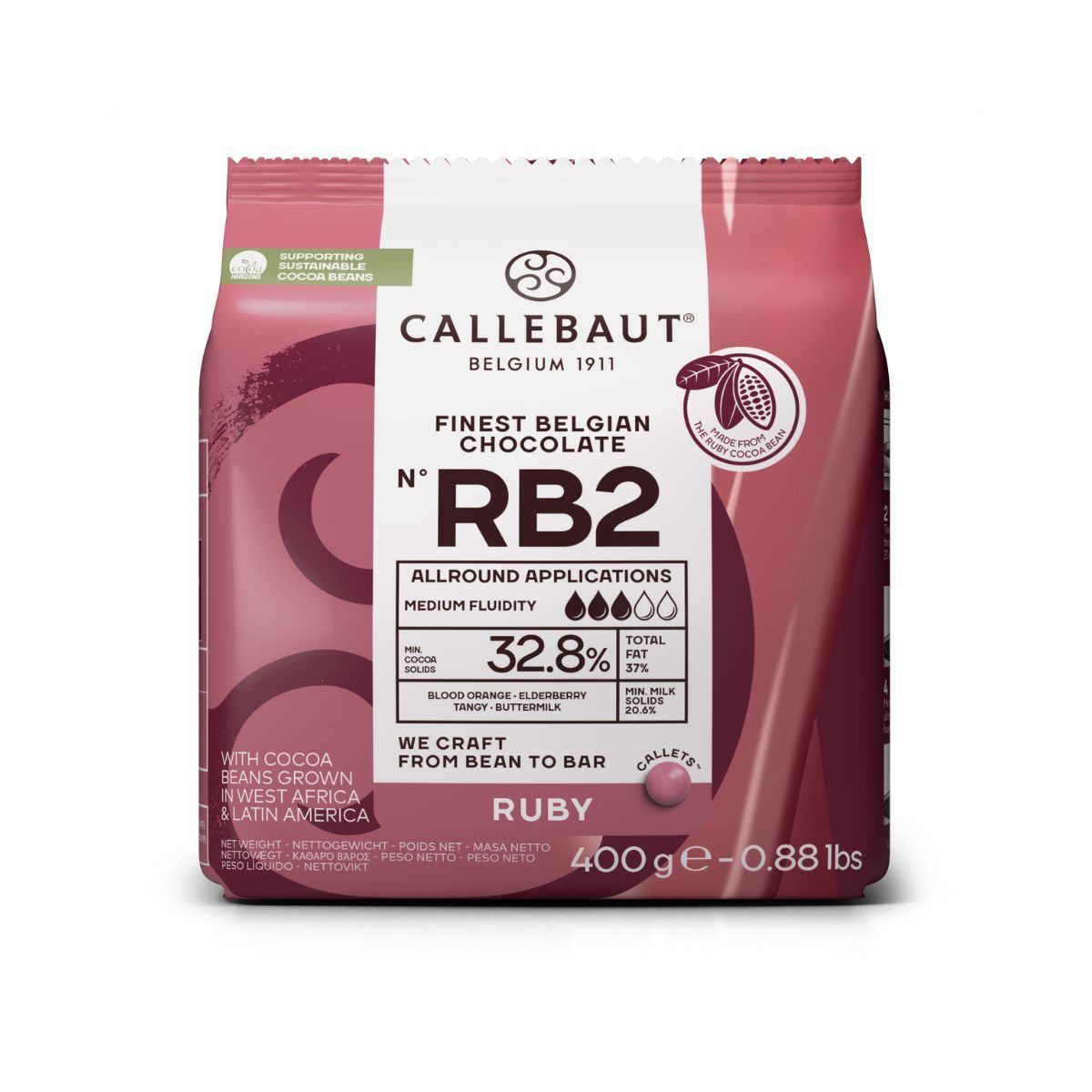 Callebaut RB1 Ruby sjokoladepellets 400g