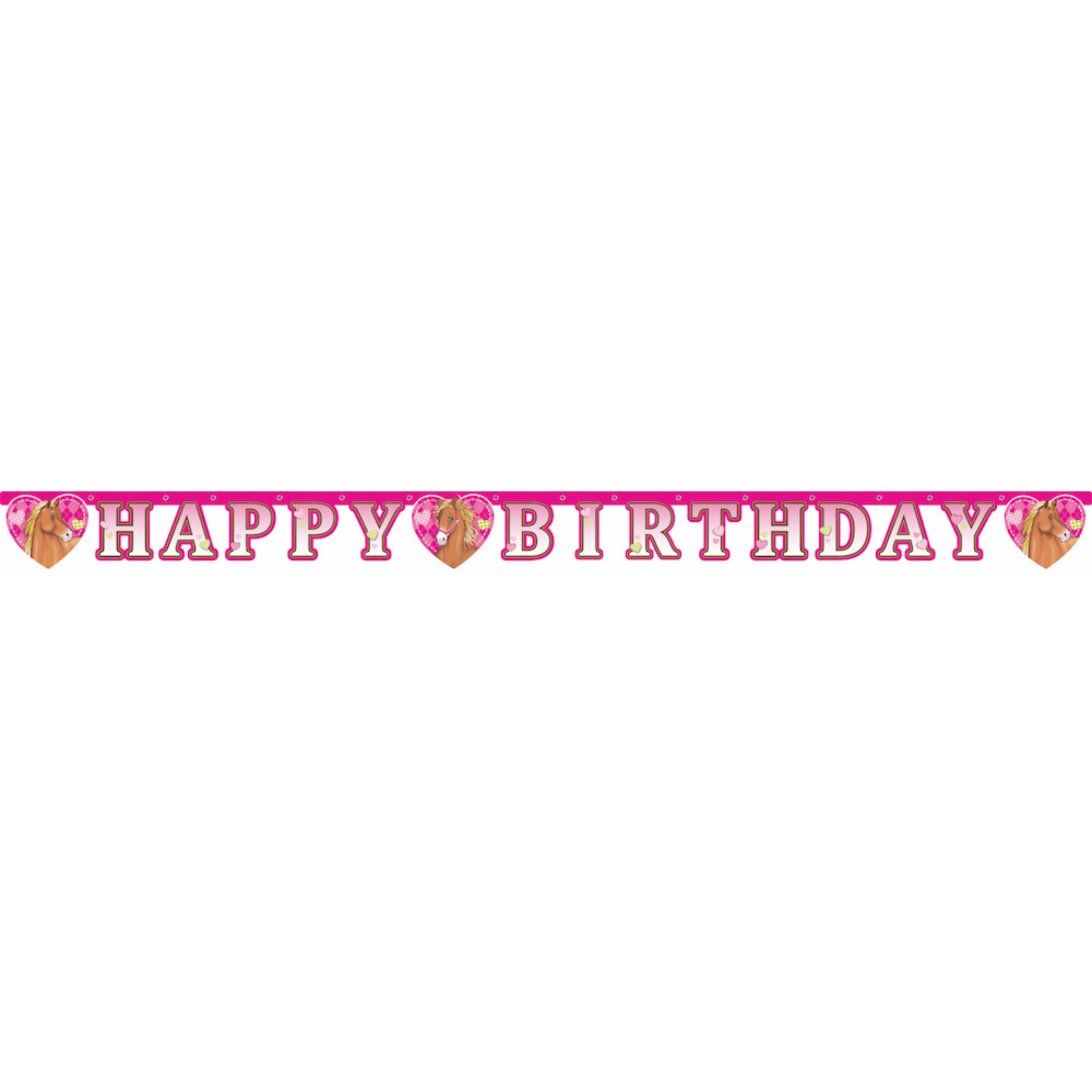 Banner i papp Hest med Happy Birthday