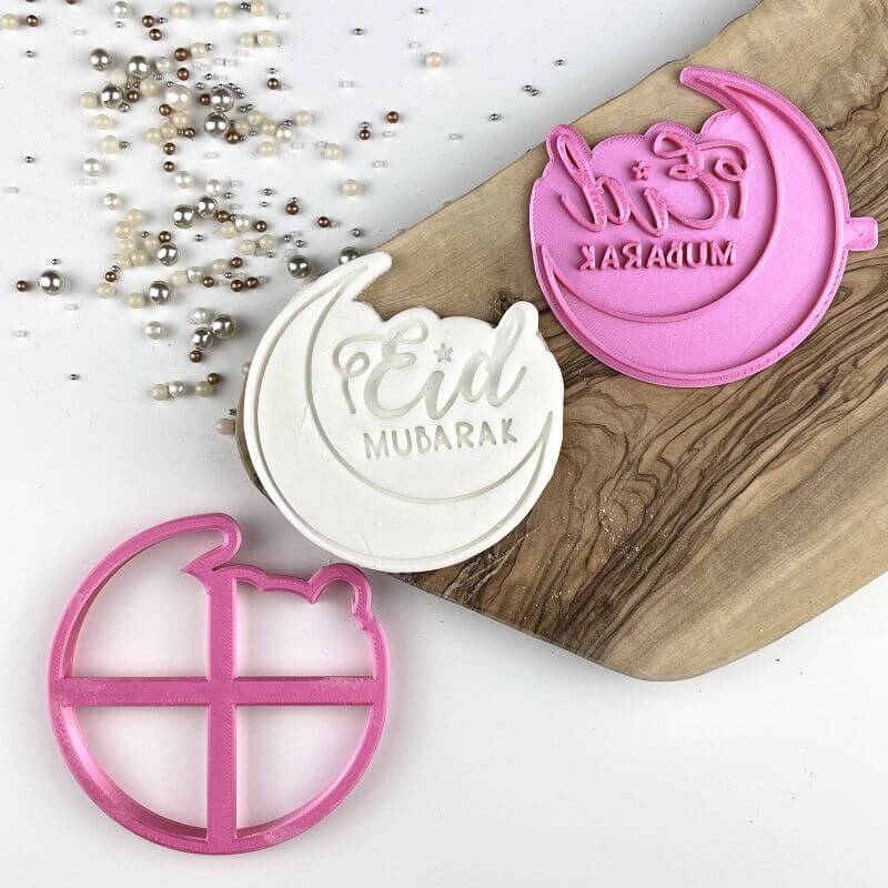 Utstikker og stempel Eid Mubarak med måne