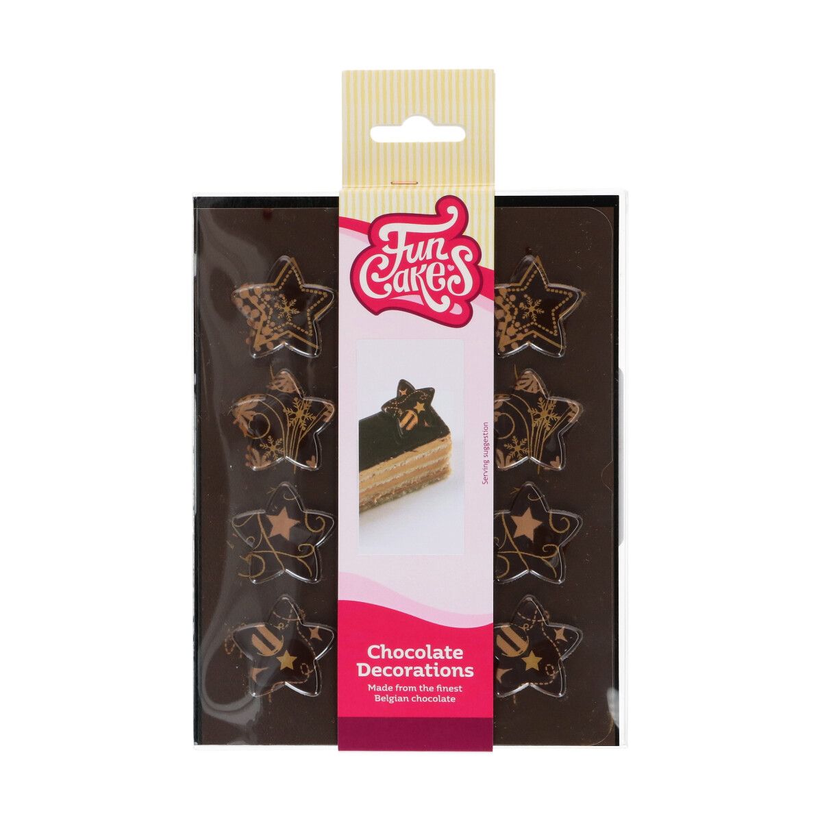 FunCakes Sjokoladedekorasjoner Bronse Stjerner 12 stk