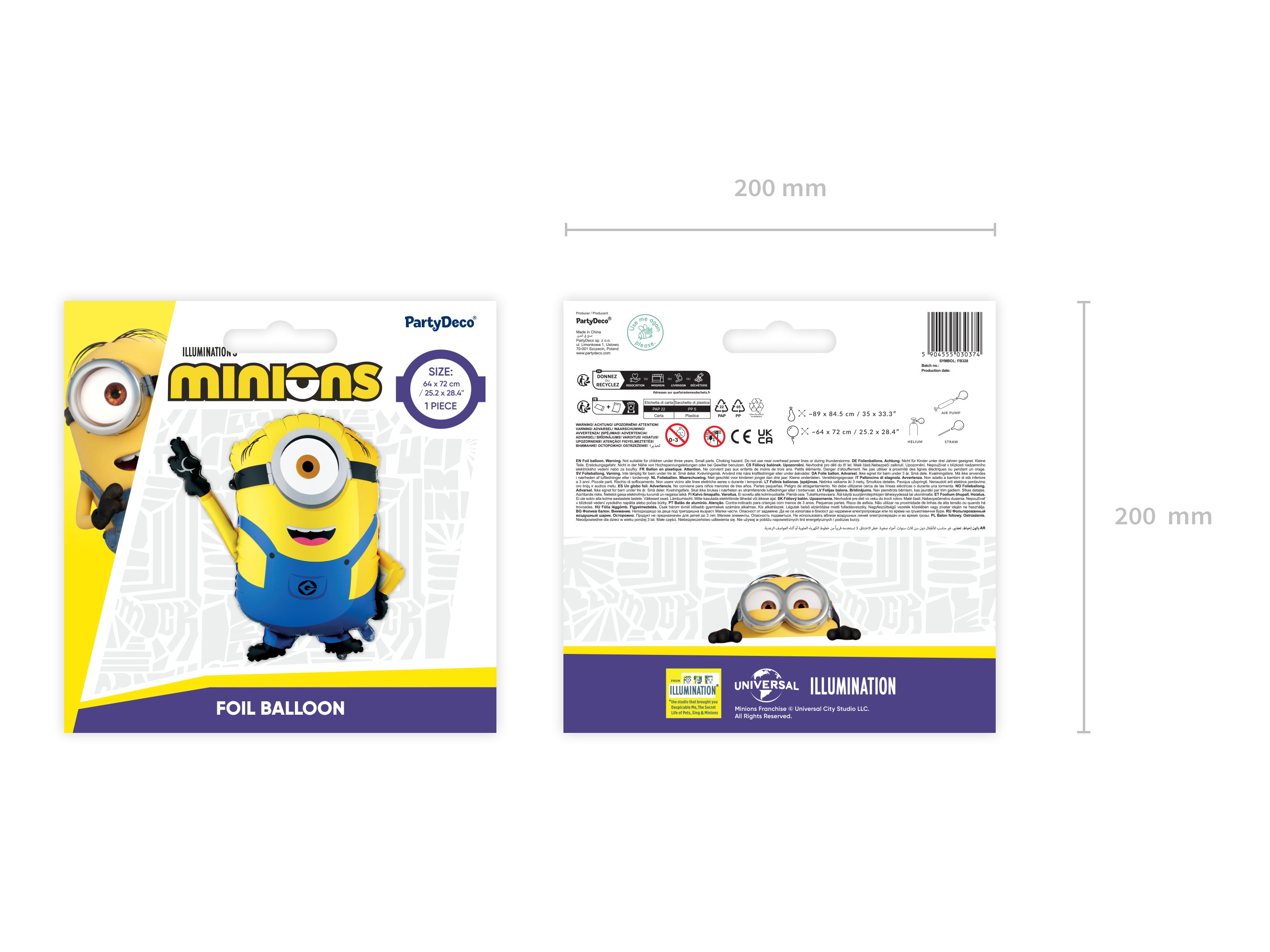 Folieballong Minion Mel, 72x64cm