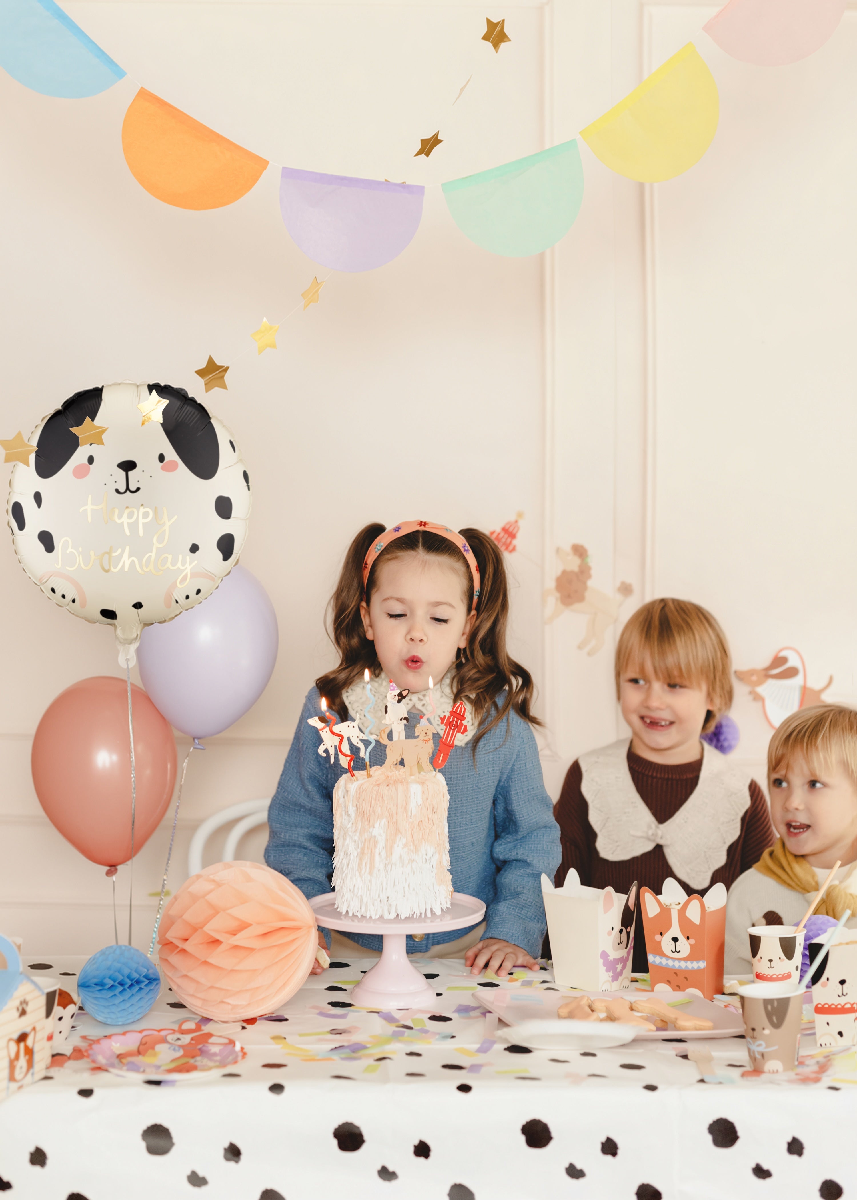 Folieballong Rund Hund Happy Birthday, 35cm