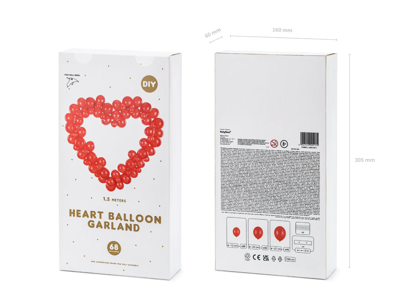 Ballongbue Hjerte Rød 160 cm