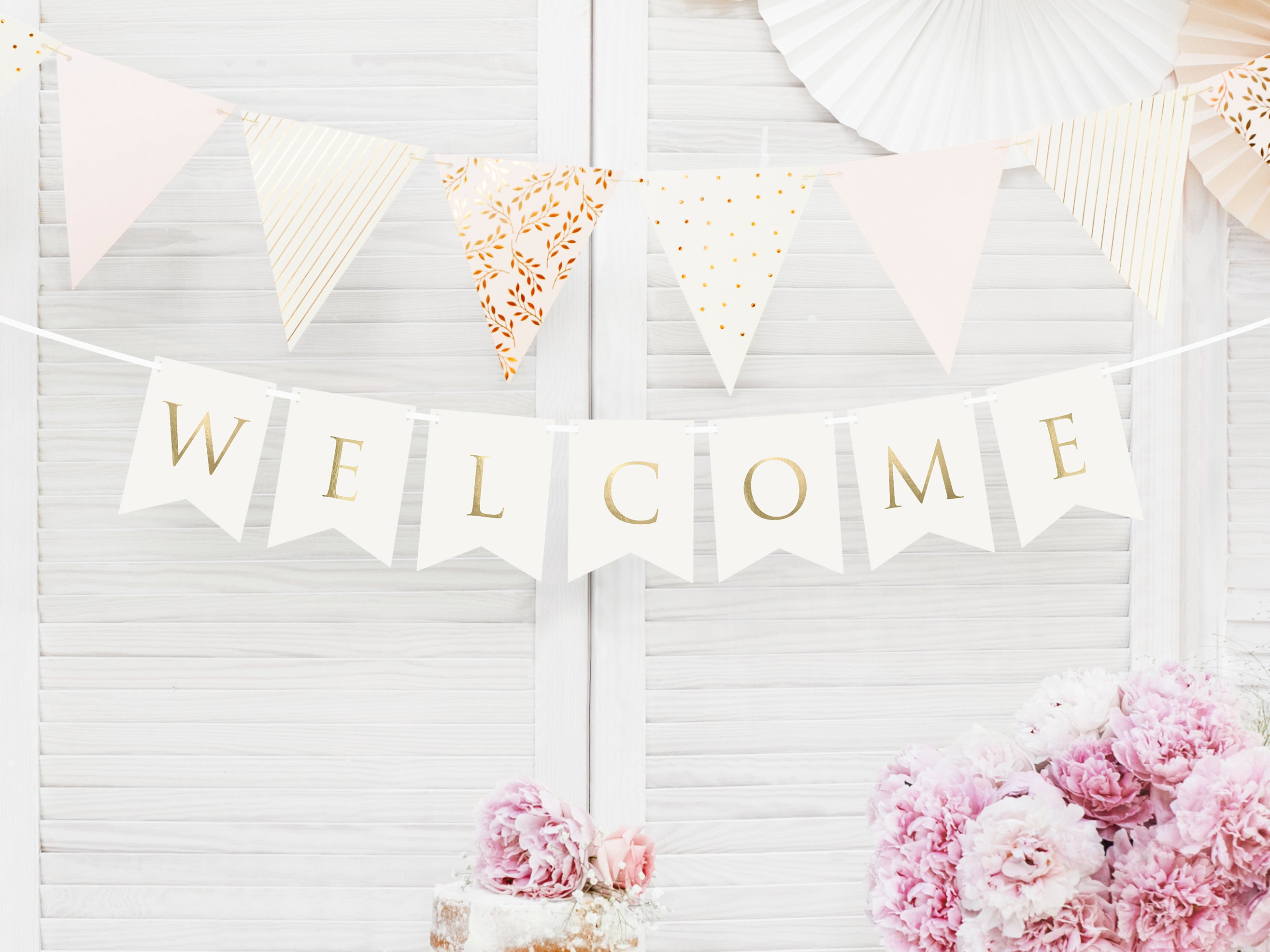 Girlander Welcome Hvit, 15 x 95 cm