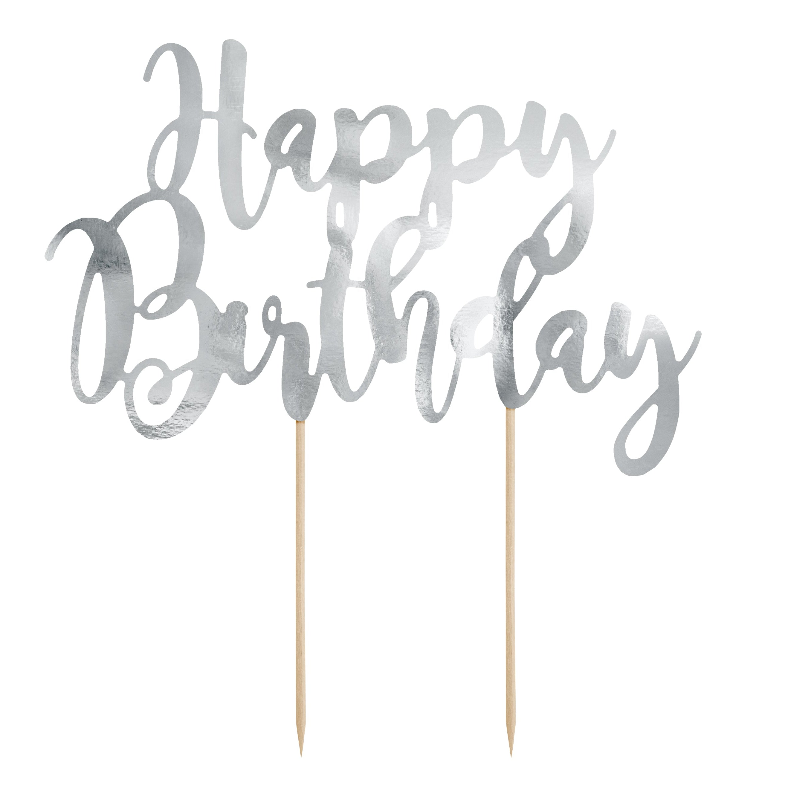 Kaketopper Happy Birthday Silver 22,5cm
