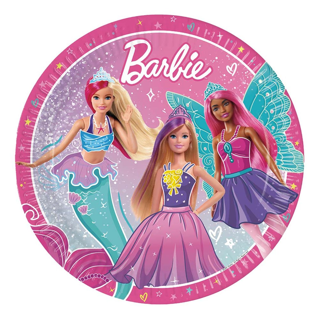 Papptallerken Barbie  23 cm, 8 stk