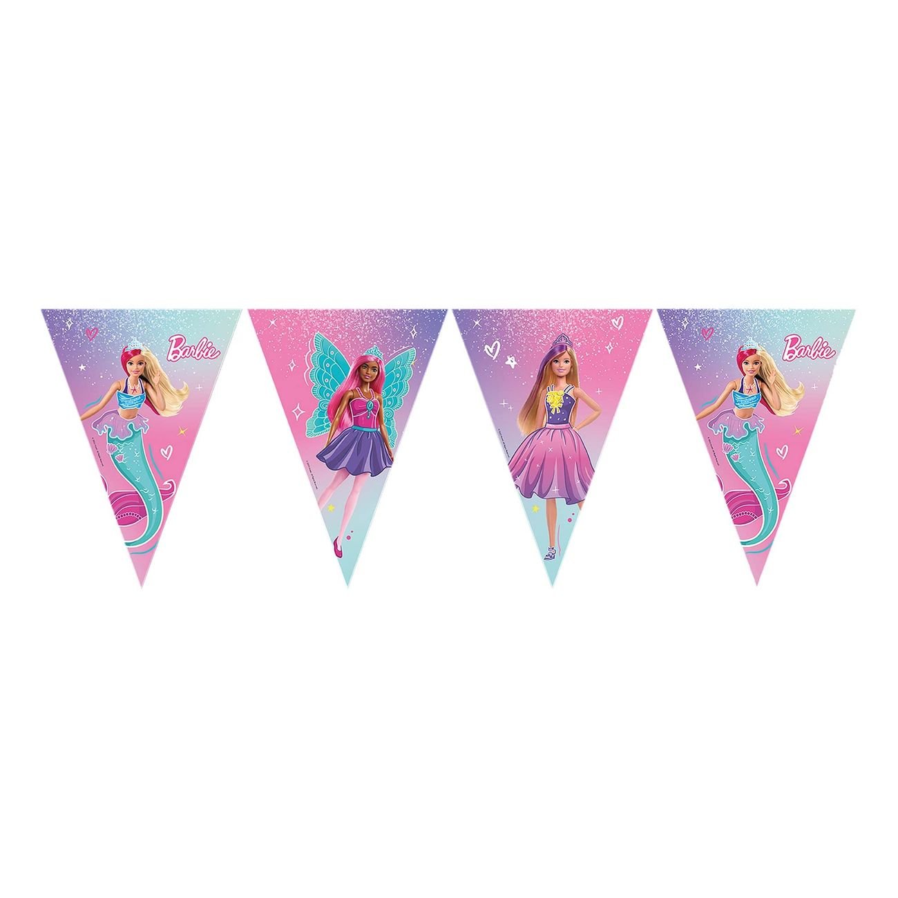 Flaggrekke Barbie i papir, 2,3m