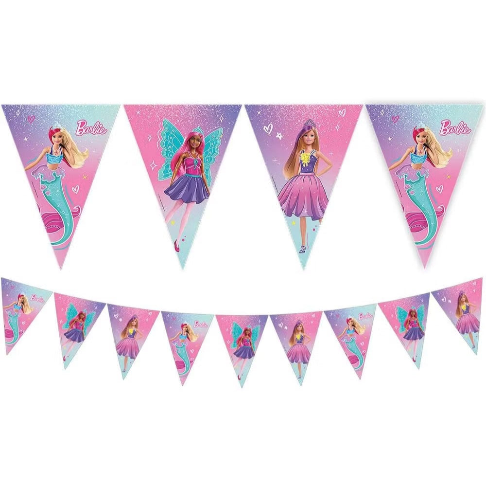 Flaggrekke Barbie i papir, 2,3m
