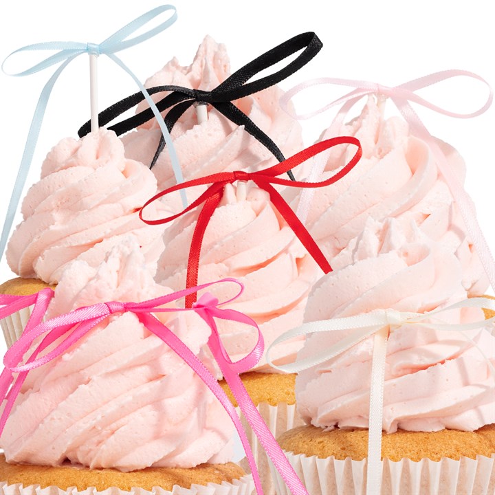 Kaketopper Sløyfe Sort, 8 stk