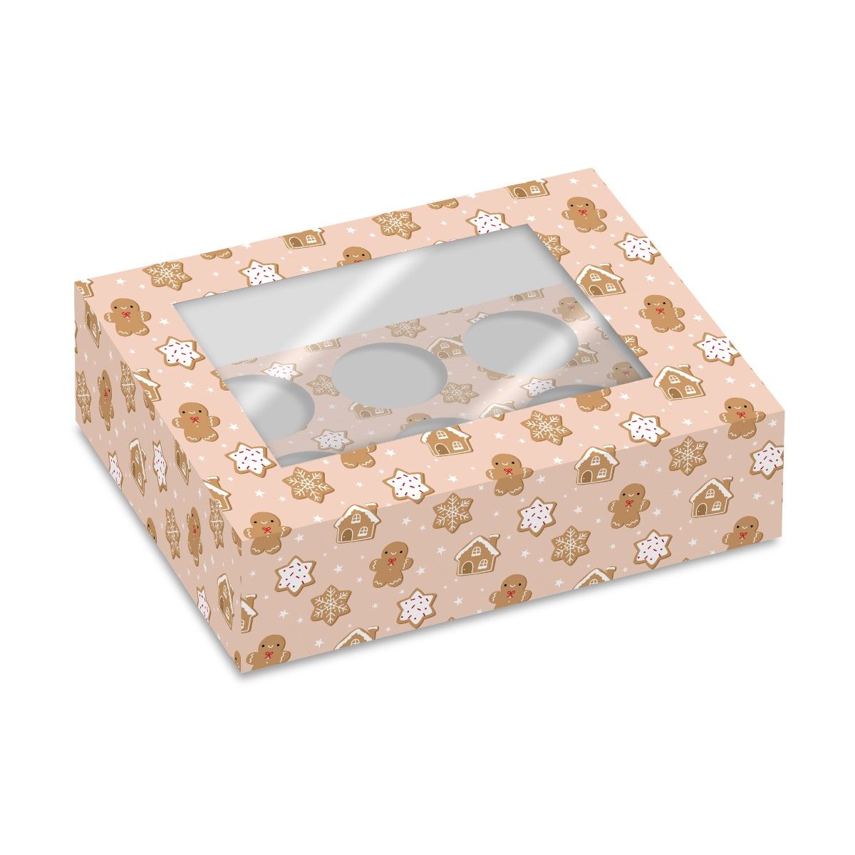 Muffinsboks for 6 stk Pepperkakemann, 2 pk