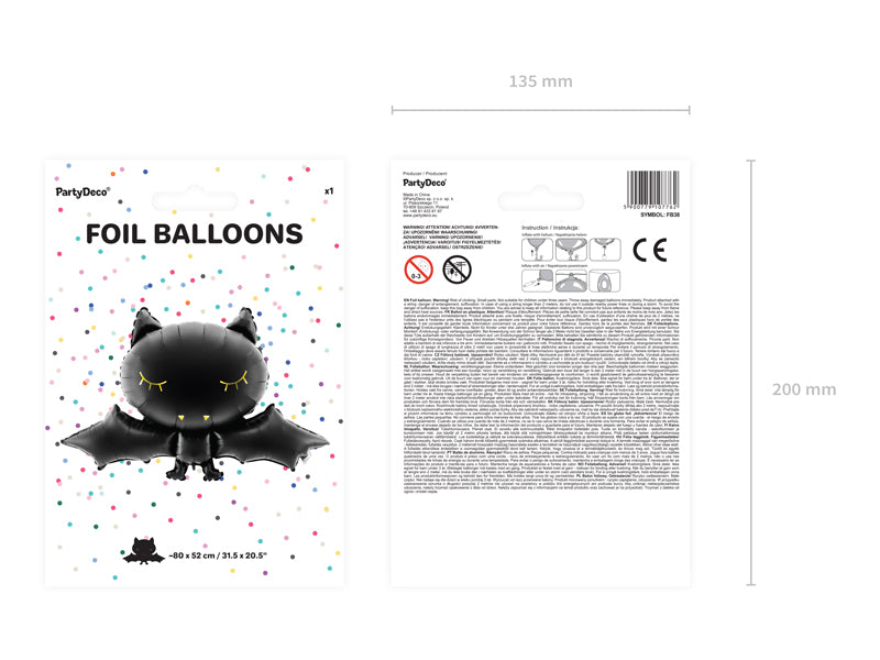 Ballong Flaggermus Sort Folie 80x52cm 4