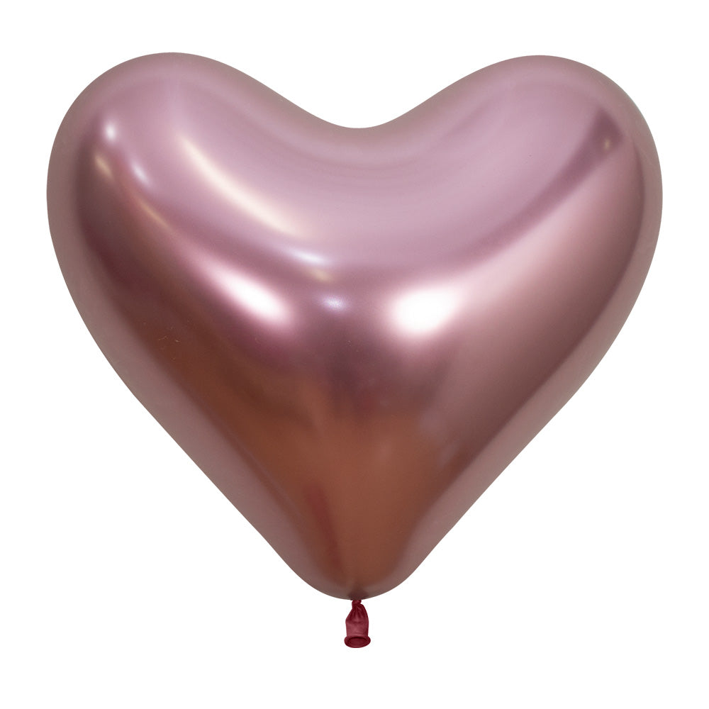 Ballong Hjerte Reflex Rosa35 cm, 12 pk