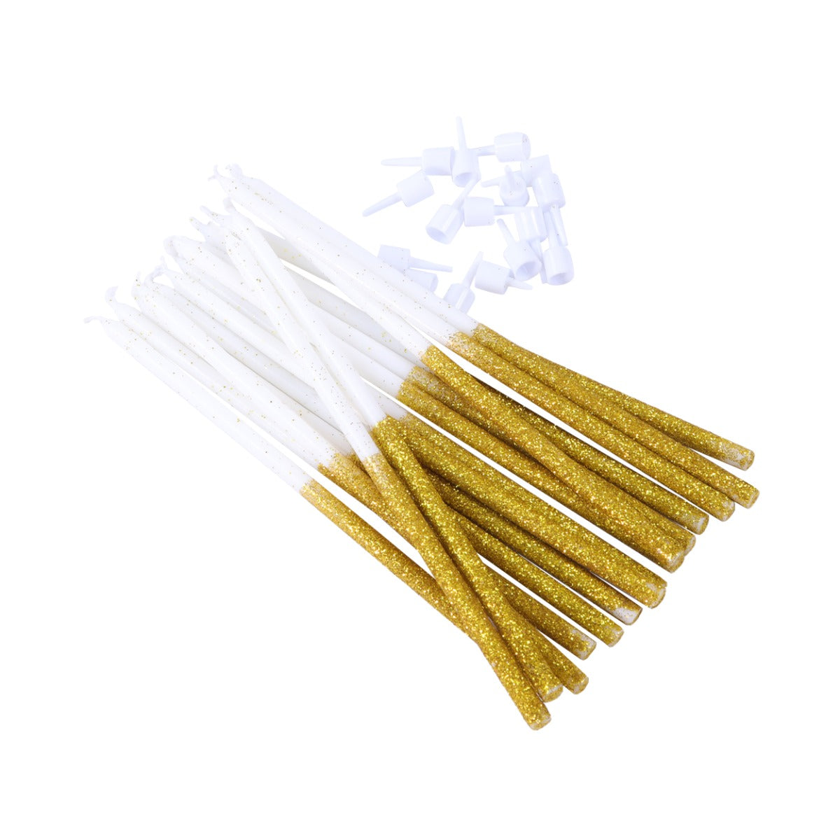 Kakelys Gold glitter candles 16 stk, 15 cm 2