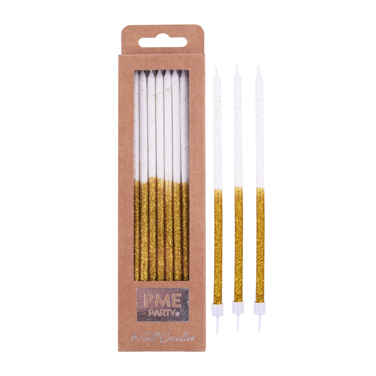 Kakelys Gold glitter candles 16 stk, 15 cm 5