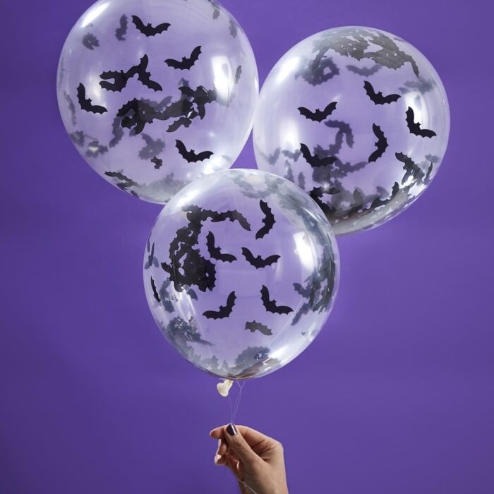 Ballonger med Confetti Flaggermus 30 cm, 5 stk 2
