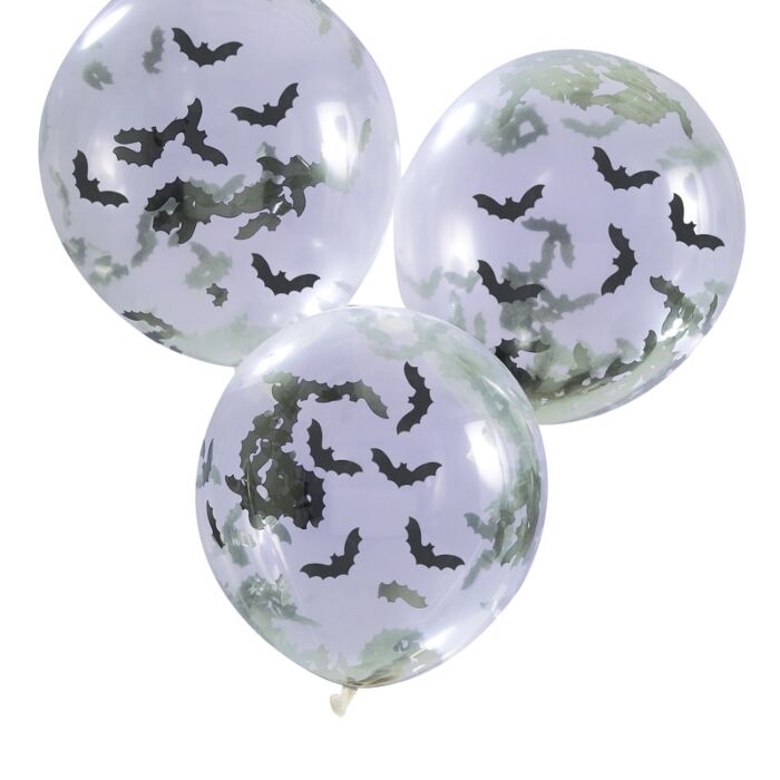 Ballonger med Confetti Flaggermus 30 cm, 5 stk