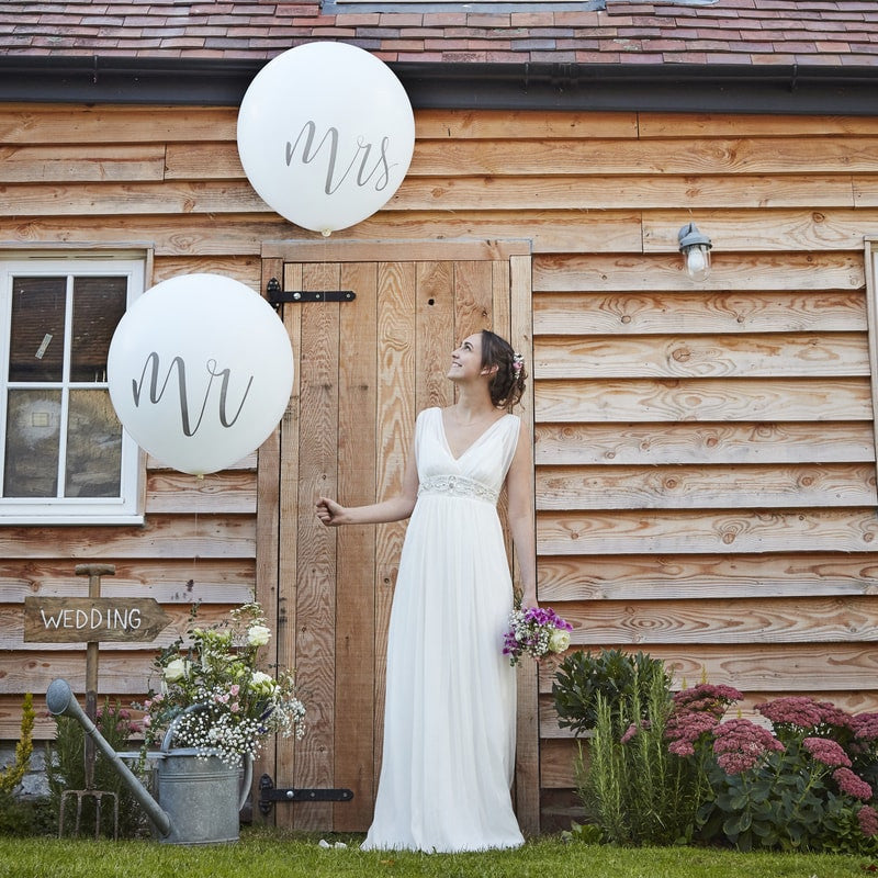 Ballong Hvite med tekst Mr and Mrs  90 cm, 2 stk 3