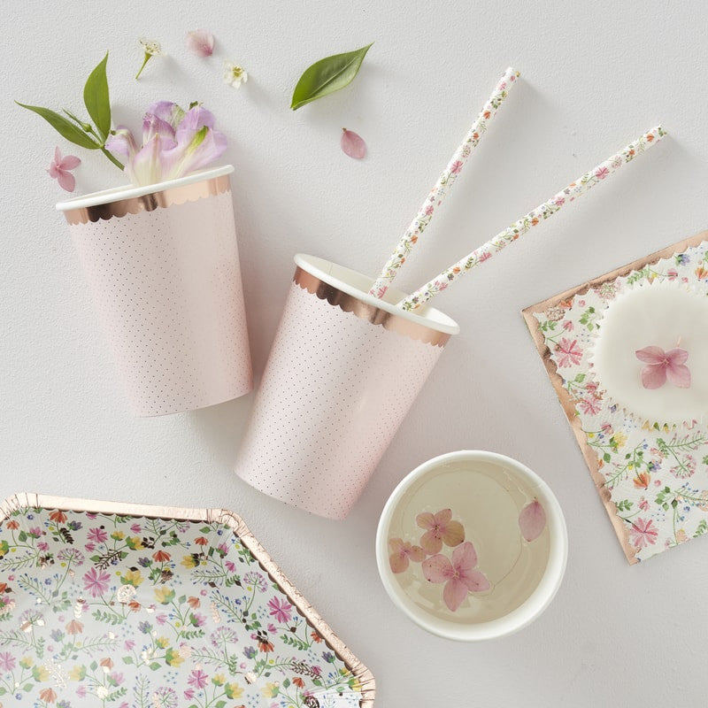 Drikkekrus i Papp, Rosa  Shiny 8 stk 2