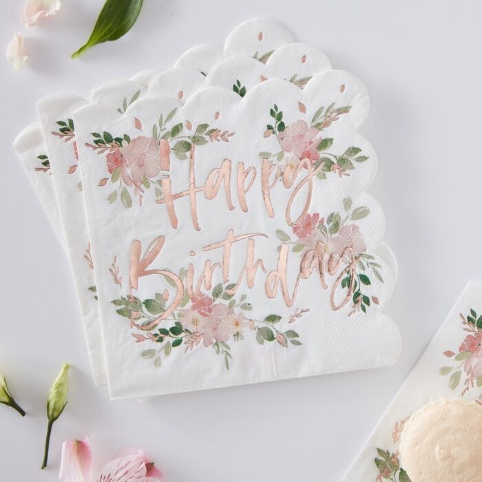 Servietter Happy Birthday Ditsy Floral, 16 stk 2