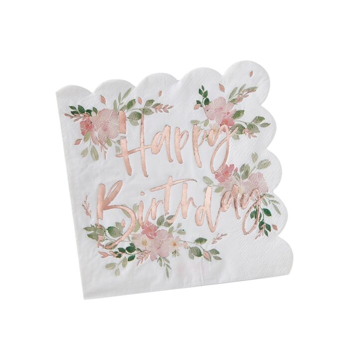 Servietter Happy Birthday Ditsy Floral, 16 stk