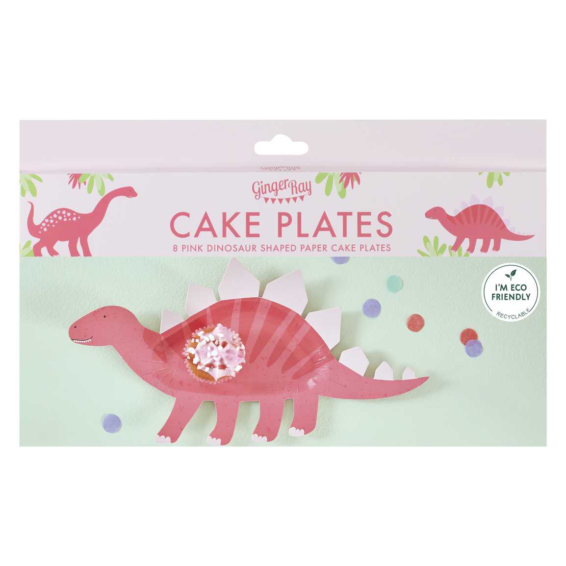 Papptallerken Dinosaur Rosa Shaped, 30x16 cm, 8 st 3