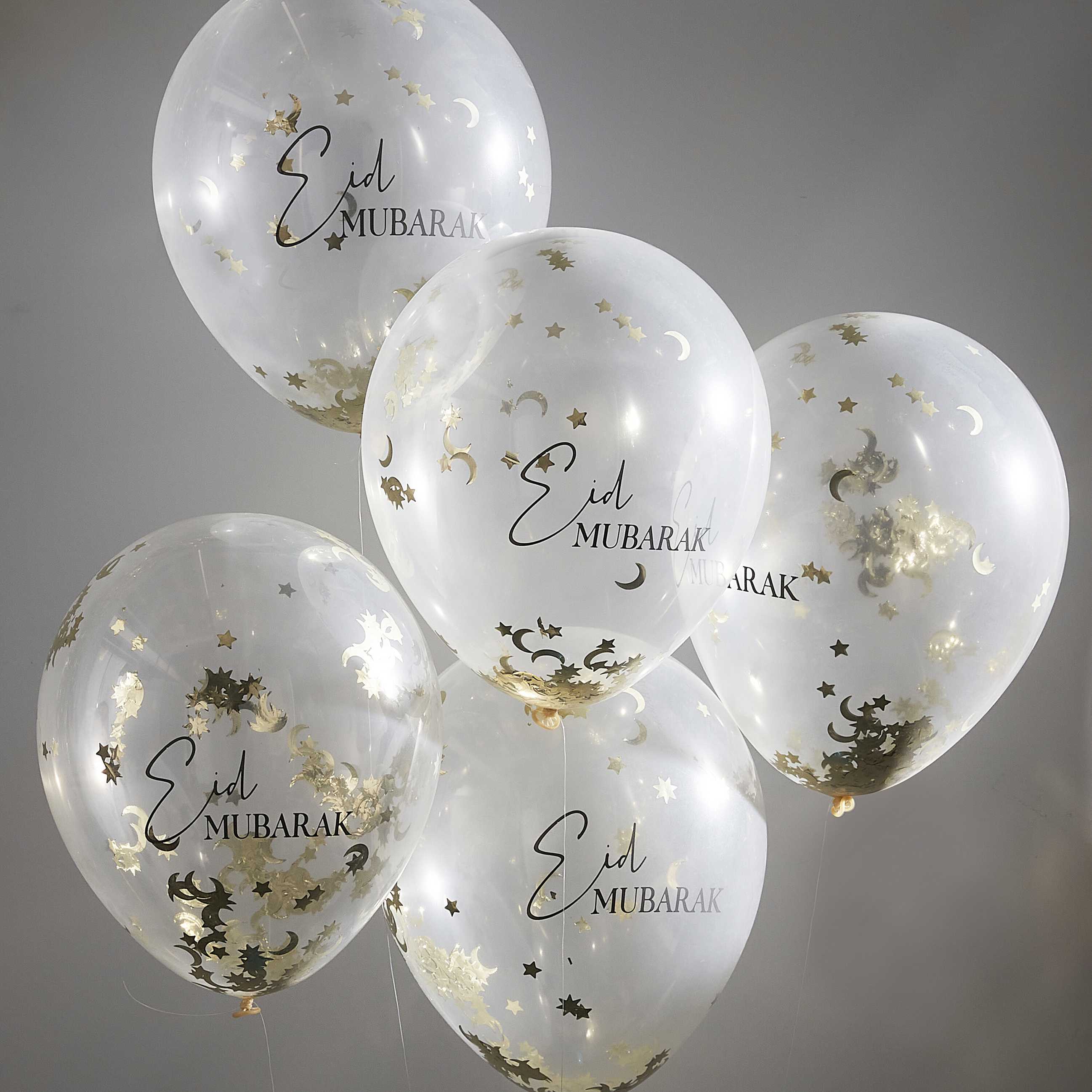 Ballonger Eid Mubarak med confetti, 5 stk 2