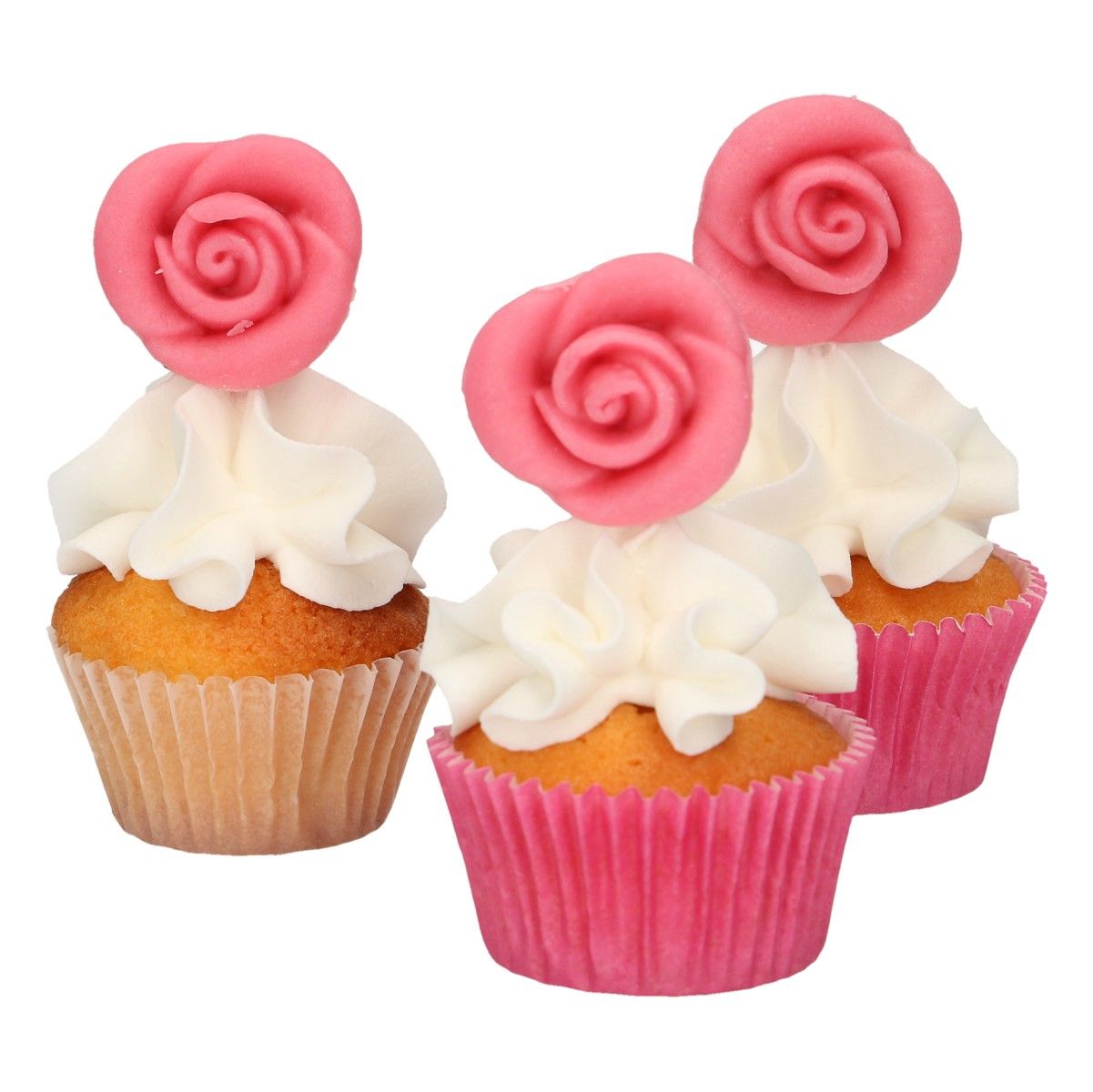 Kakepynt Roser Rosa 6 stk Marsipan, 2,5cm 2