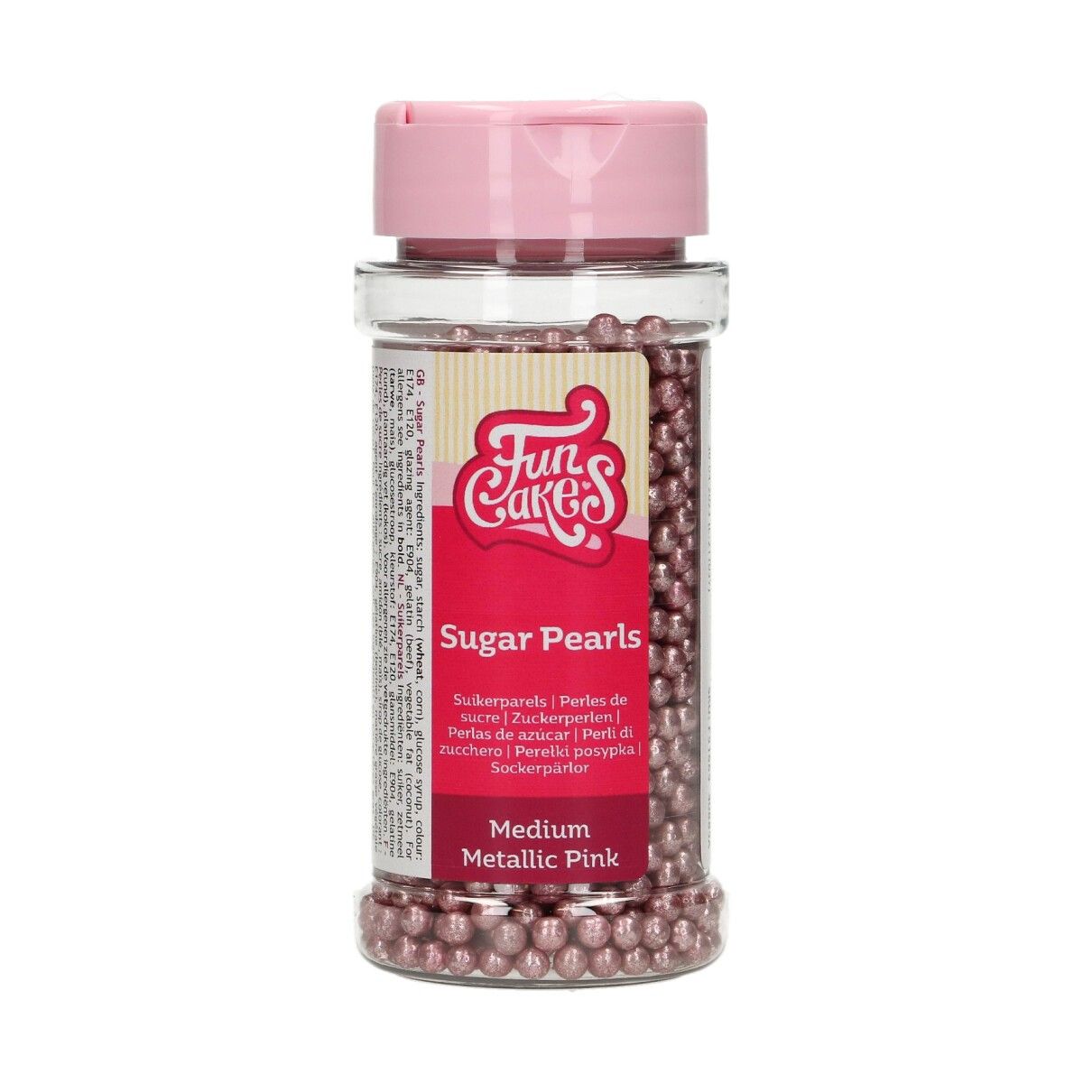 Kakestrø Sukkerperler Metallic Rosa 80g FC 2