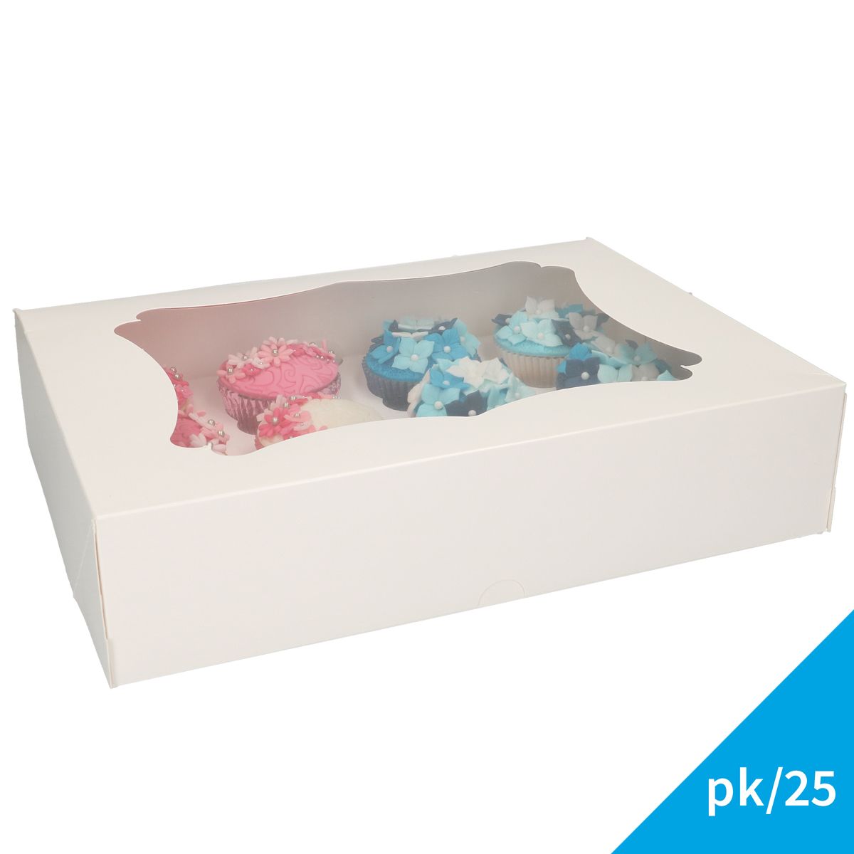 Muffinsboks Hvit for 12 stk 25pk