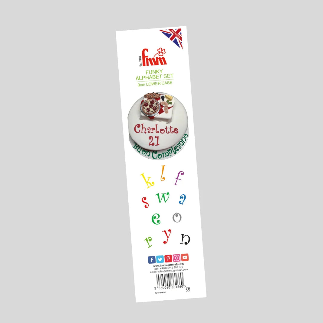 Utstikker Alfabet sett, Funky Lower Case 3cm