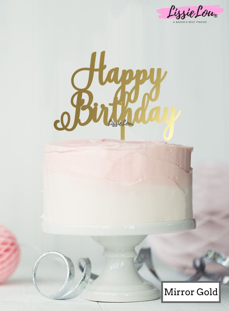 Kaketopper Happy Birthday Mirror Gold Acrylic