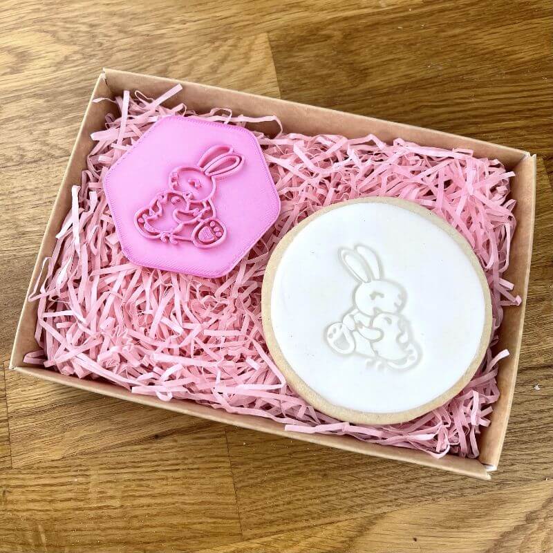Hugging Easter Bunny and Chick Stamp 6W