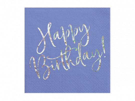 Servietter HappyBirthday Blå 33x33cm, 20 stk