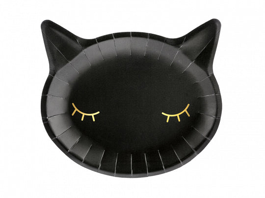 Papptallerken Svart Katt 22x20cm, 6 pk