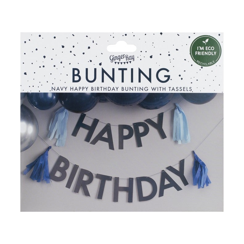Blue Happy Birthday Bunting with Tassels 3