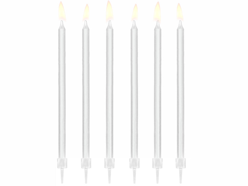 Kakelys Hvite med holder 14cm 12stk