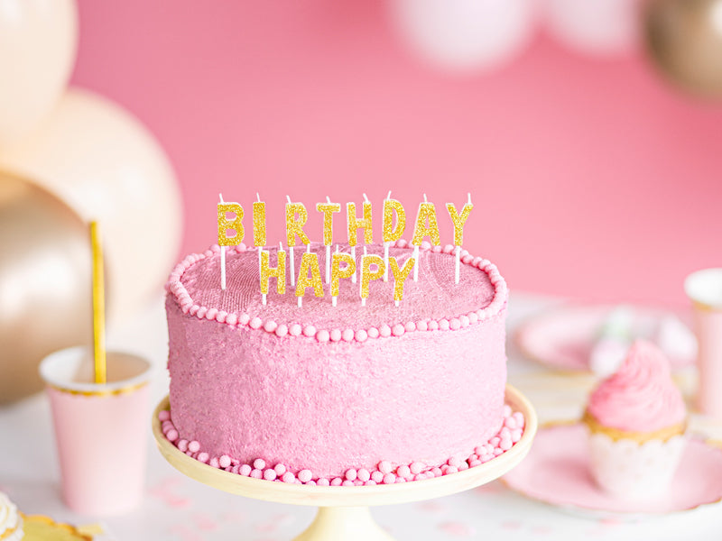 Kakelys Happy Birthday gull 2,5cm, 13del 2