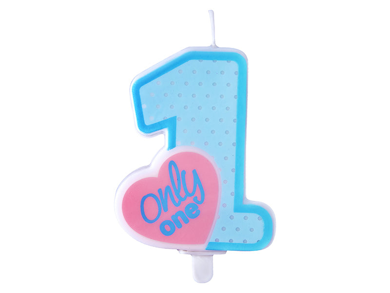 Kakelys 1år, LyseBlå  8cm, STK