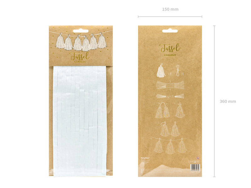 Tassel Garland Hvit ca:L2mxH30cm 2