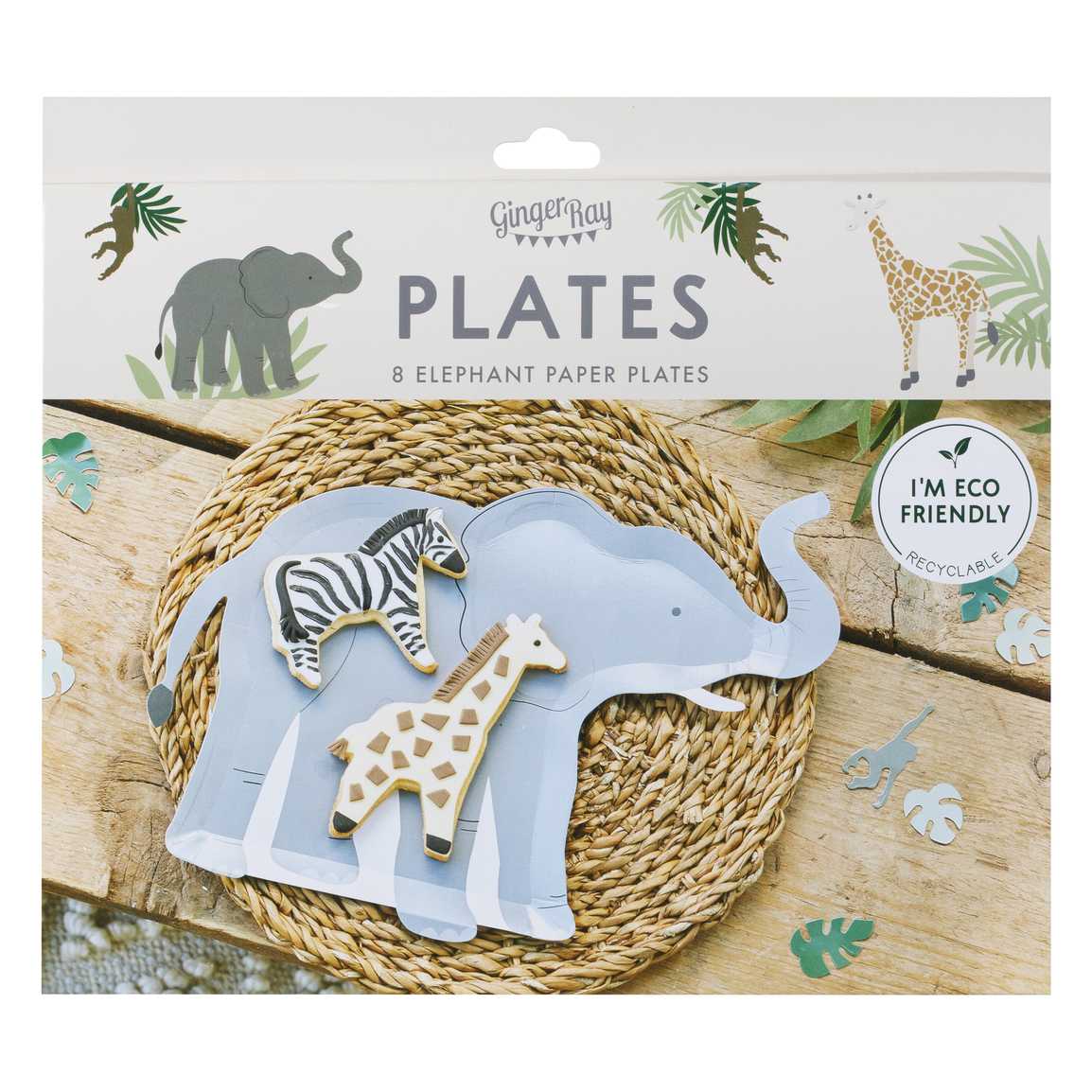 Papptallerken Lets Go Wild Elephant, 30x24cm, 8 st 3