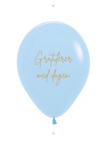 Ballonger Gratulerer med dagen Lyseblå 30cm, 12 PK